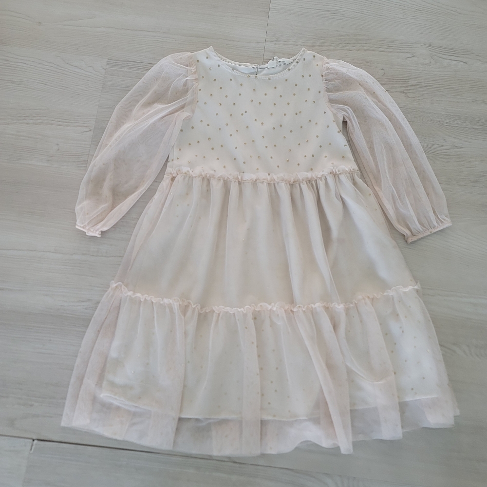 H & M Girls Polka Dot Long Sleeve Dress Size 6 - Picture 4 of 14